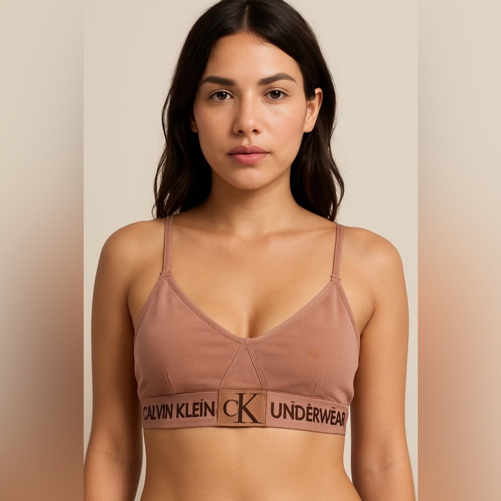 Calvin Klein Brown Logo Underwear Bralette Medium NWT